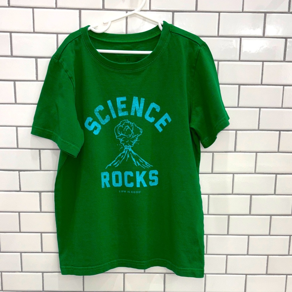 Life Is Good Green Science Rocks Kids Tee